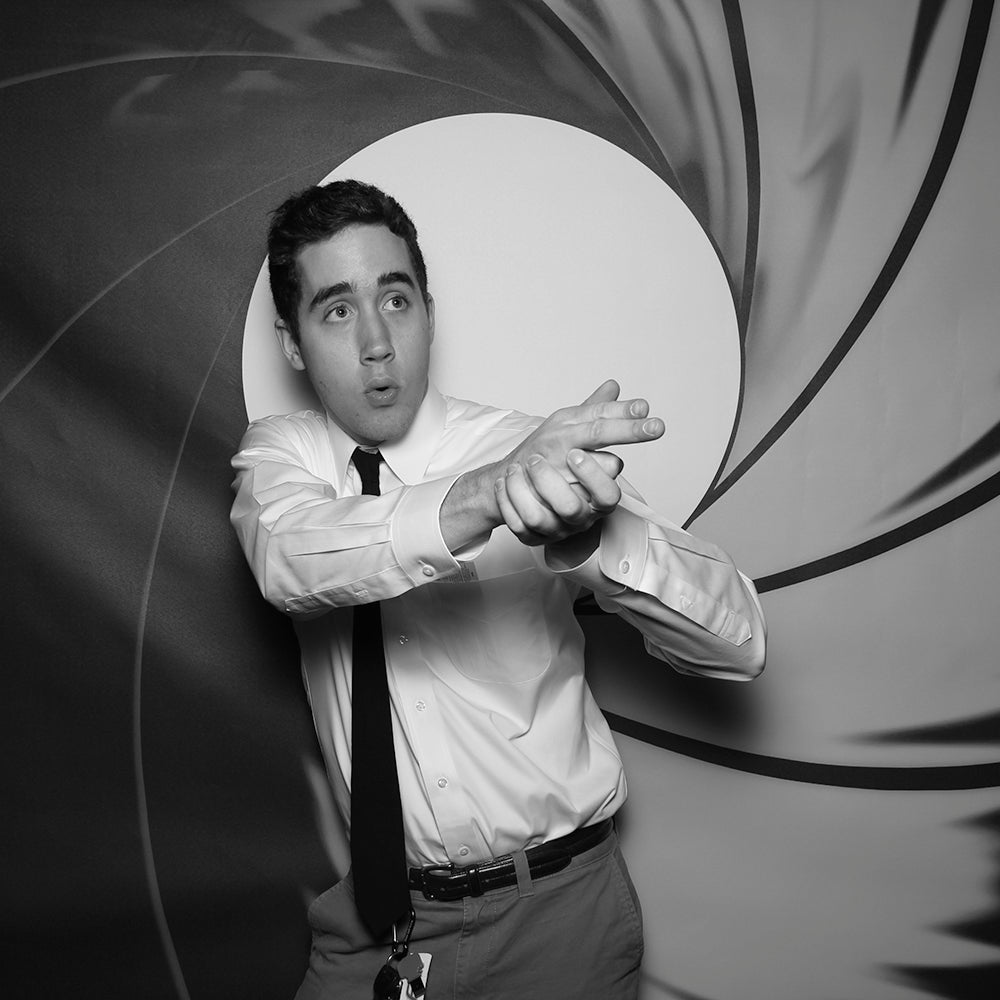 Black and White Photo Booth with James Bond 007 Theme