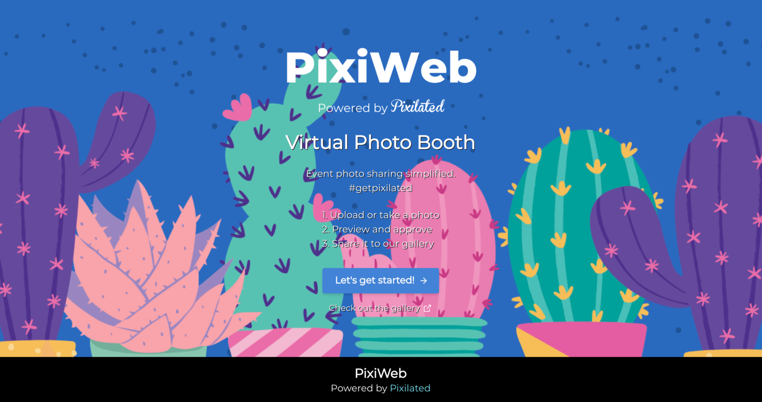 Load video: A screen recording demo video of Pixilated&#39;s virtual photo booth web app