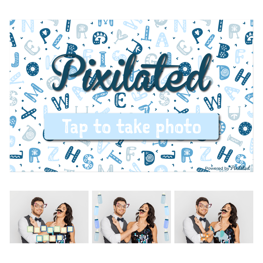Baby Boy Shower Photo Booth Theme - Pixilated