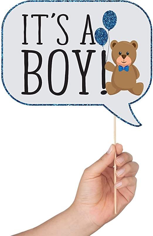 Baby Shower Boy Photo Booth Props - Pixilated