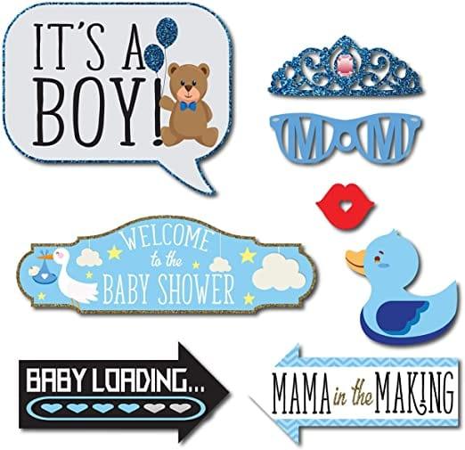 Baby Shower Boy Photo Booth Props - Pixilated