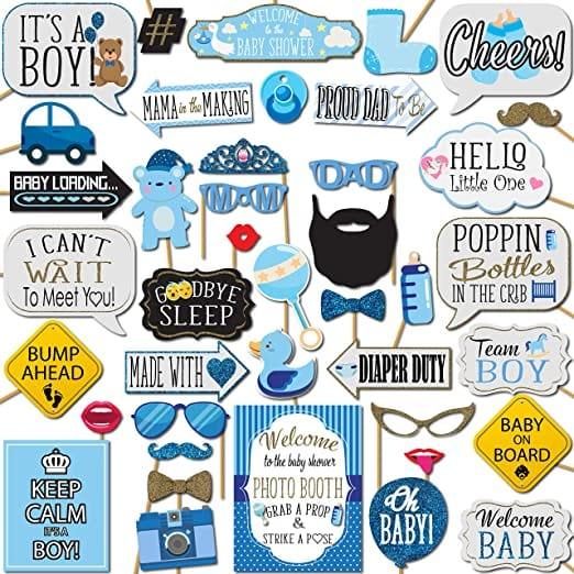 Baby Shower Boy Photo Booth Props - Pixilated