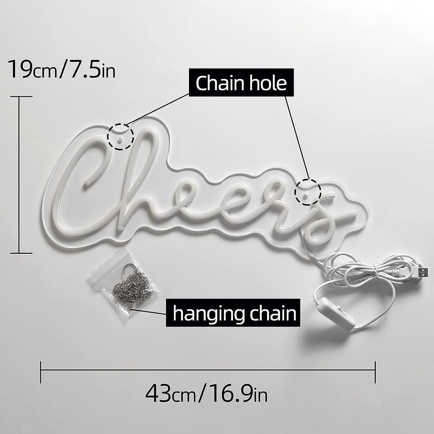 Cheers Neon Light Sign - Pixilated