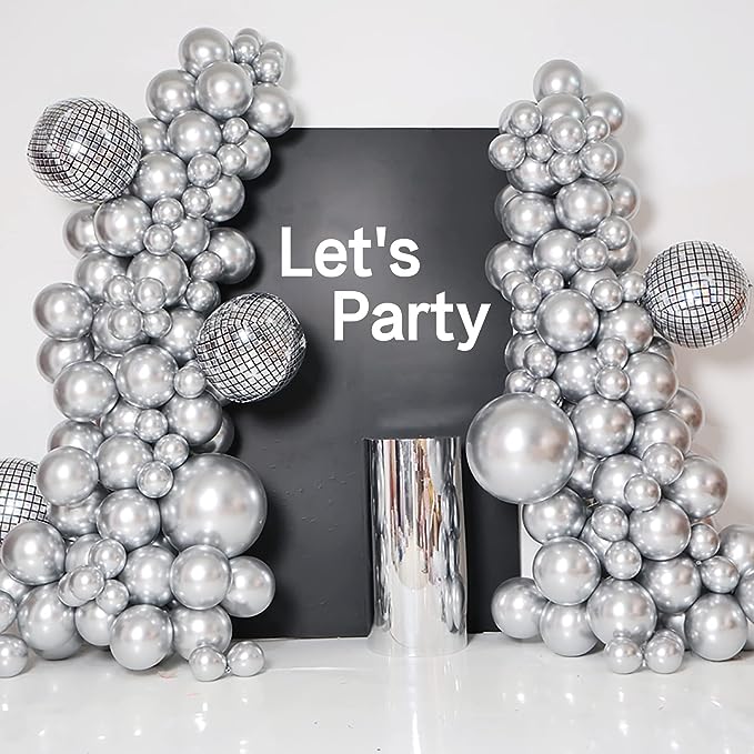 Chrome Metallic Silver Balloon Arch - Pixilated
