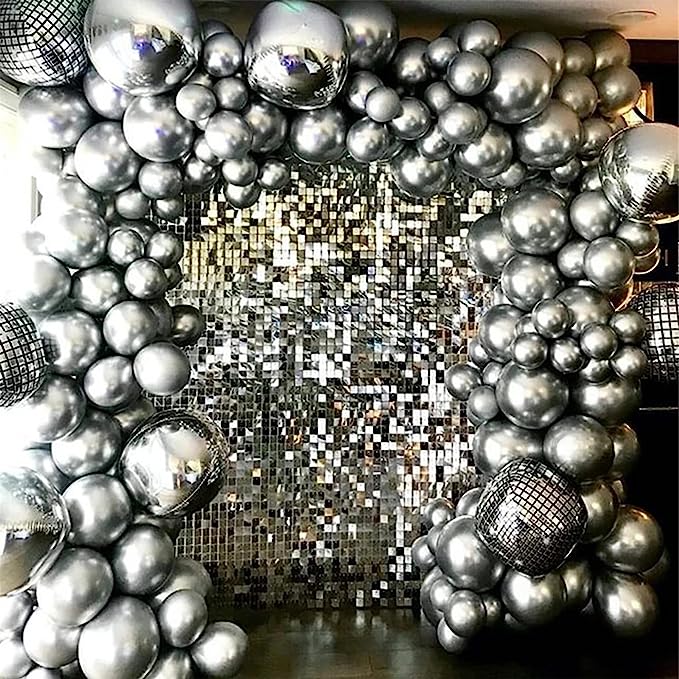 Chrome Metallic Silver Balloon Arch - Pixilated