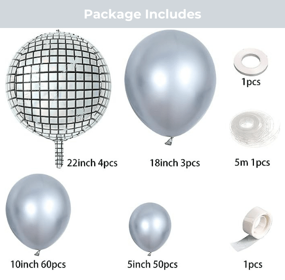Chrome Metallic Silver Balloon Arch - Pixilated