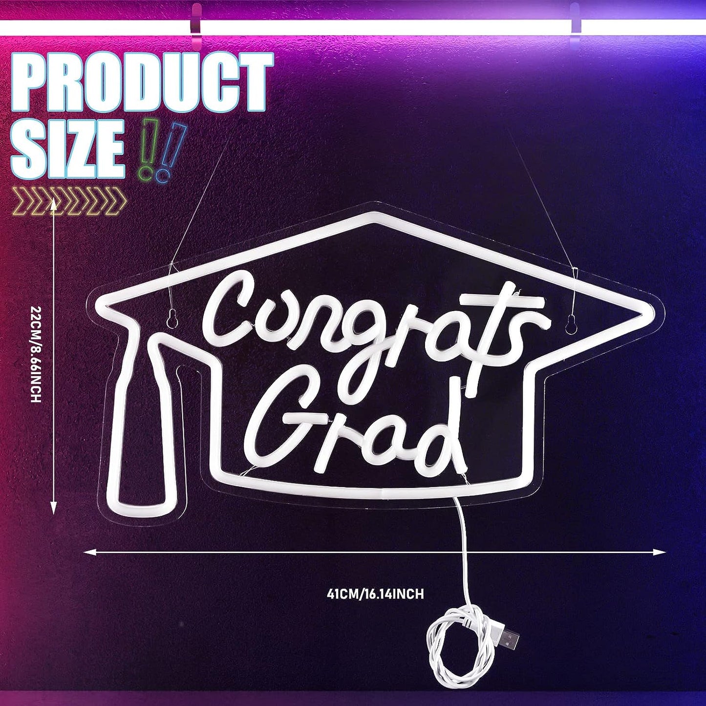 Congrats Grad Neon Light Sign - Pixilated