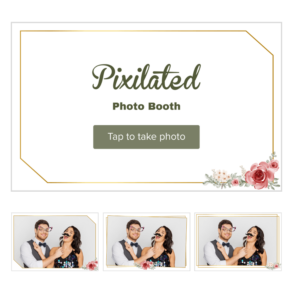 Gold with Flowers Photo Booth Theme - Pixilated