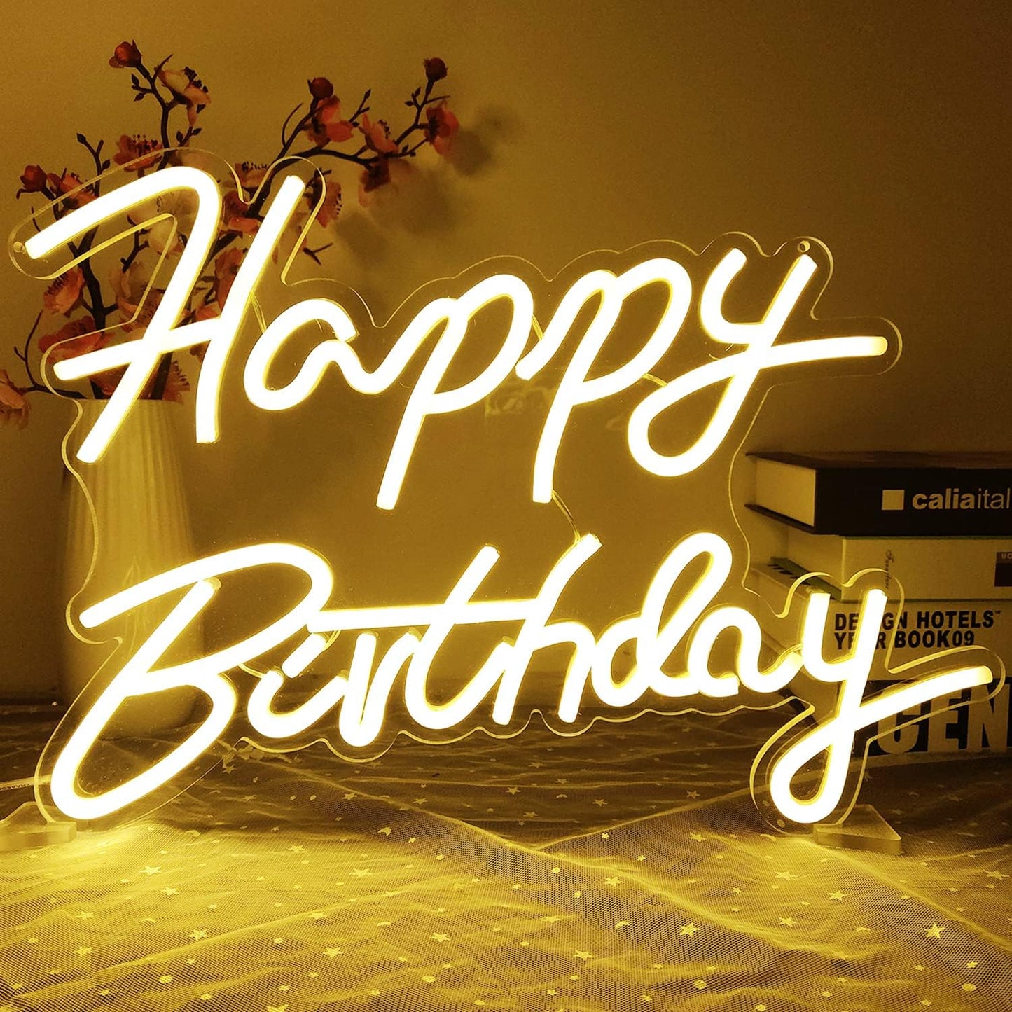 Happy Birthday Neon Light Sign - Pixilated