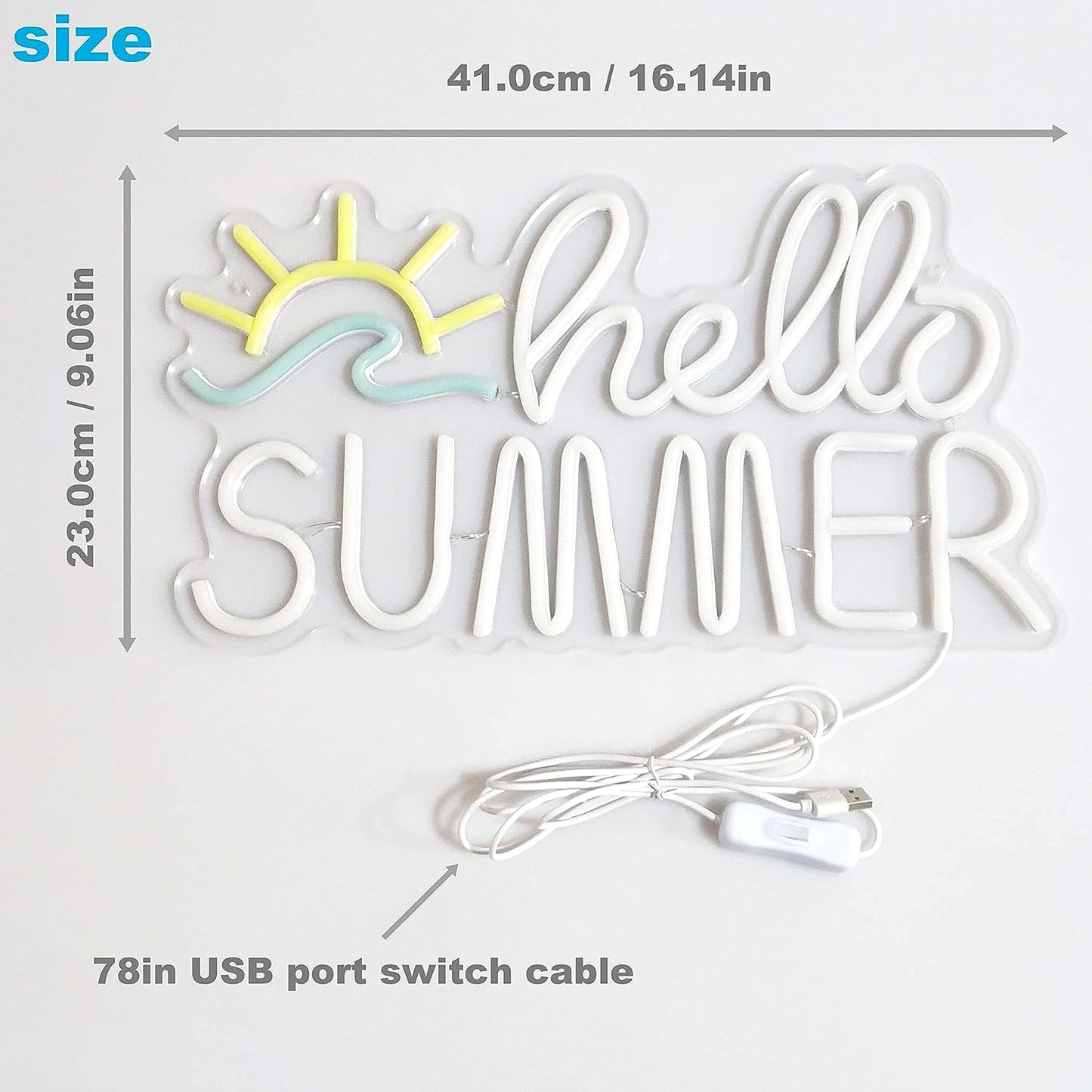 Hello Summer Neon Light Sign - Pixilated