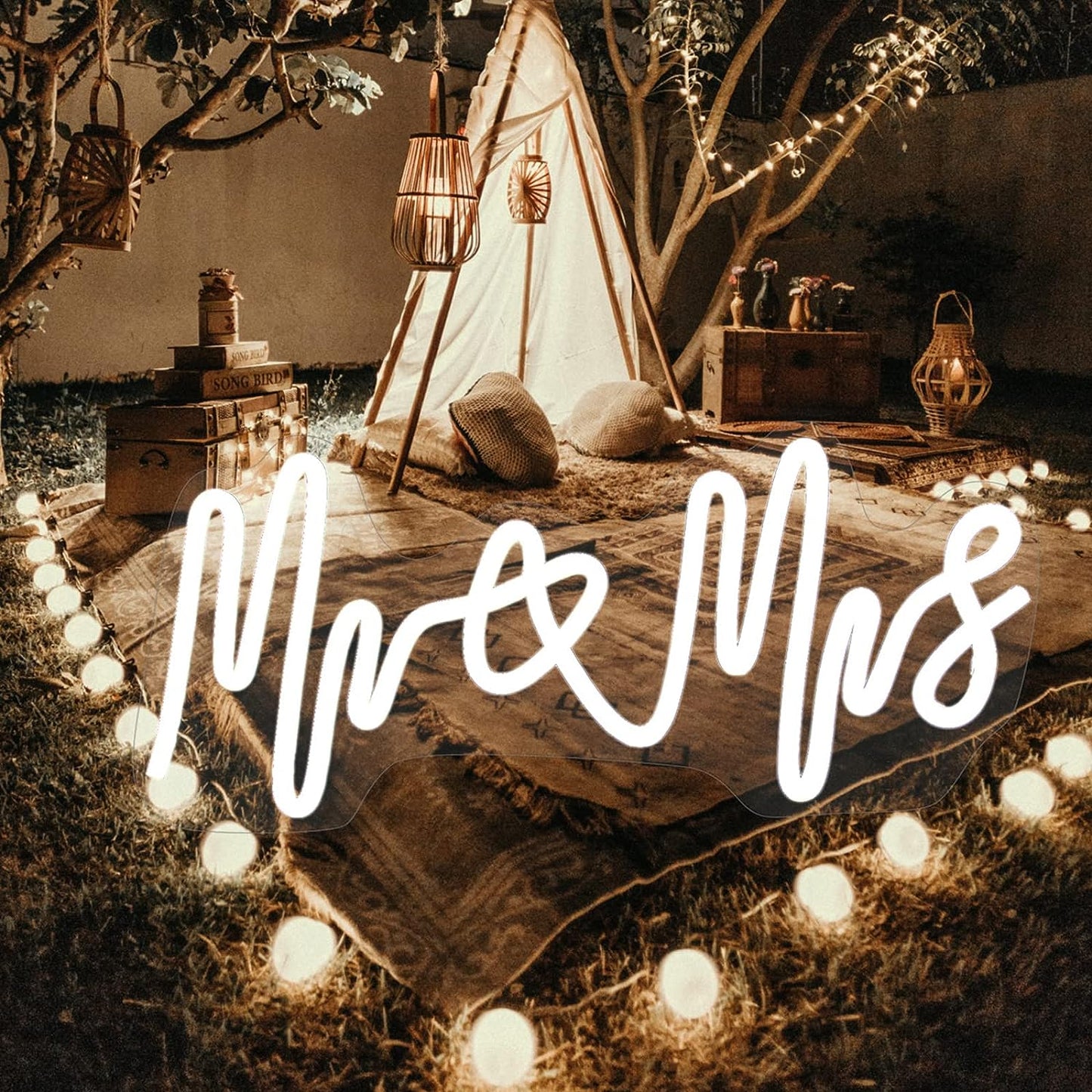 Mr & Mrs Neon Light Sign - Pixilated