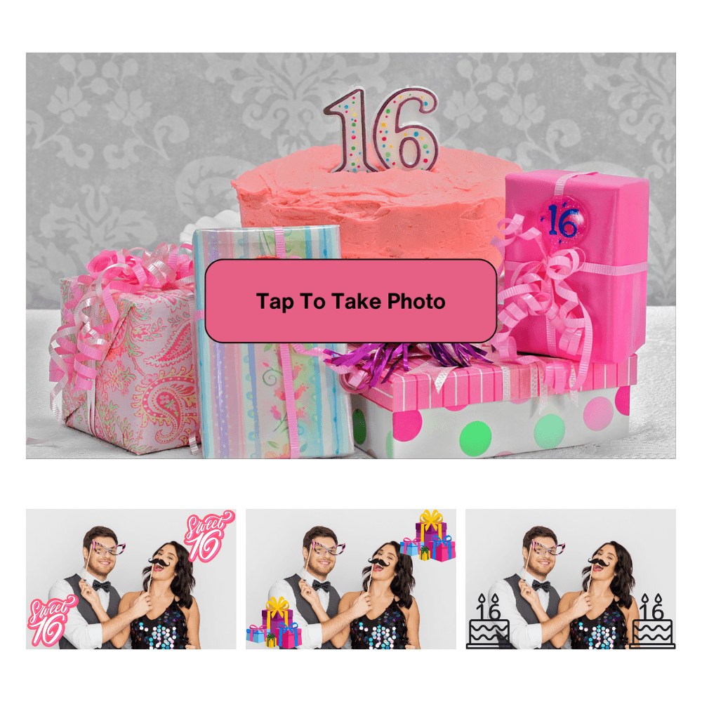 Sweet 16 Photo Booth Theme - Pixilated