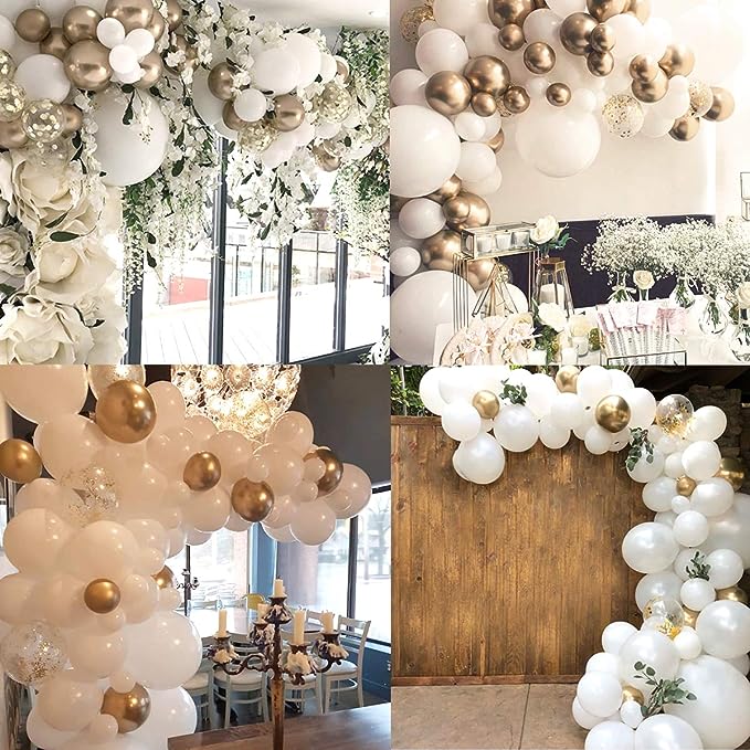 White and Gold Balloon Arch - Pixilated