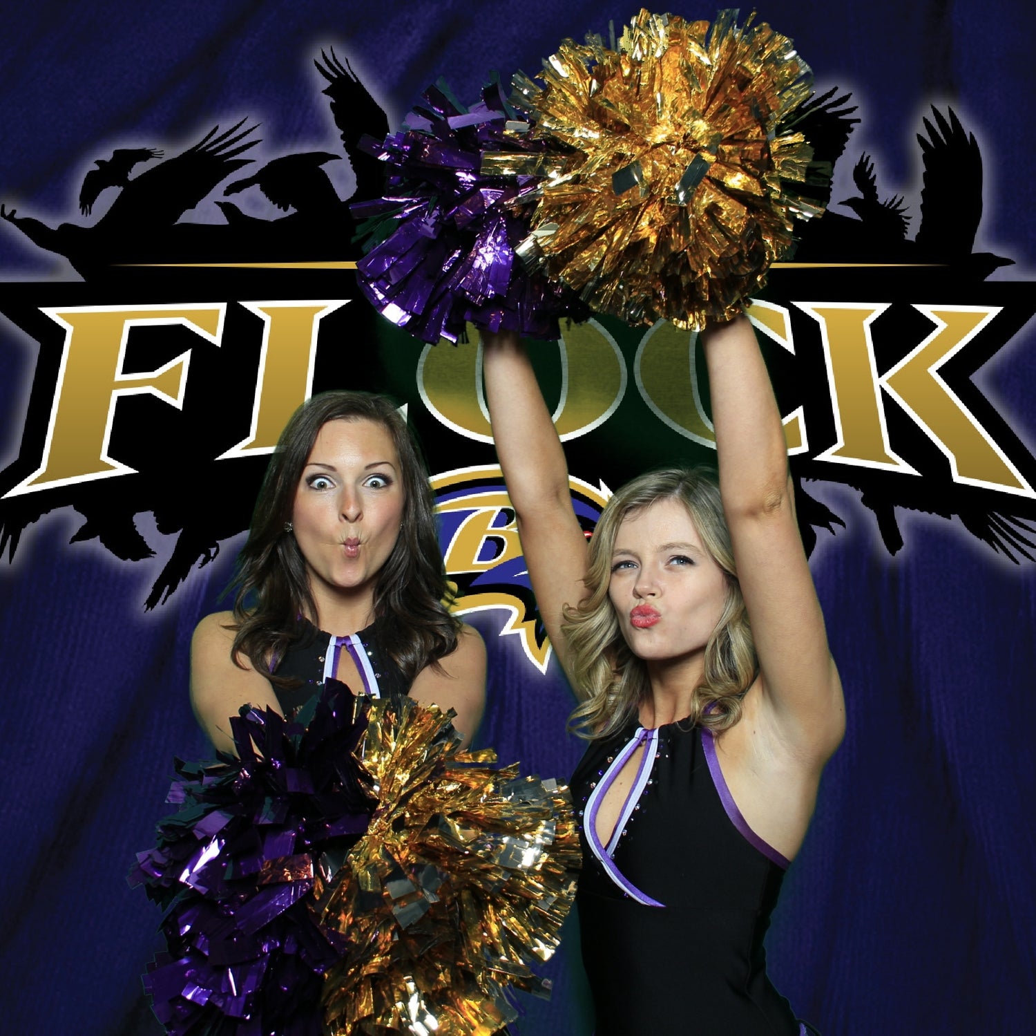 Green Screen Photo Booth Picture of Baltimore Ravens Cheerleaders