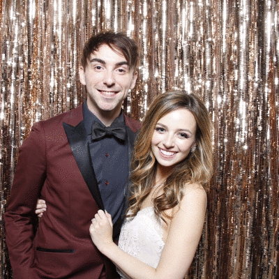 Wedding GIF Booth with Gold Backdrop