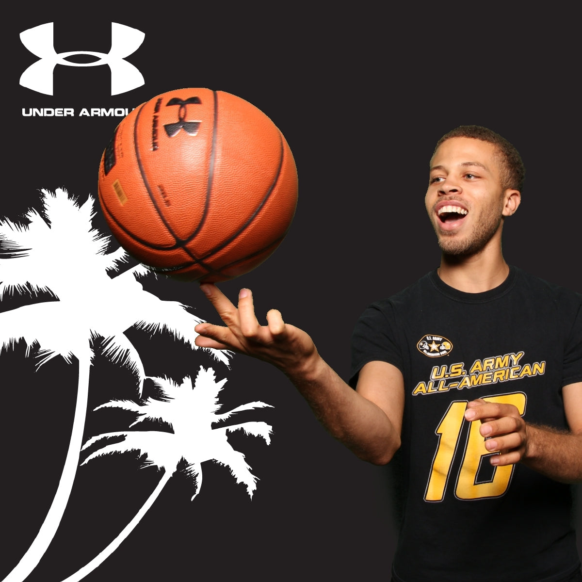 Green Screen Photo Booth Picture of a Basketball Player Spinning a Ball