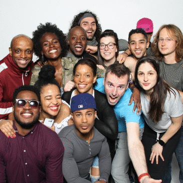 Group of friends in an animated GIF photo booth