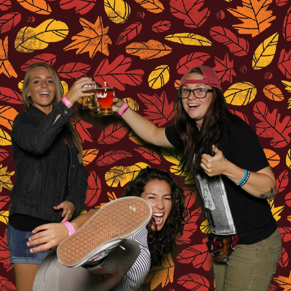 Green Screen Picture of Girl Doing a Jumpkick in Front of Leaves Background