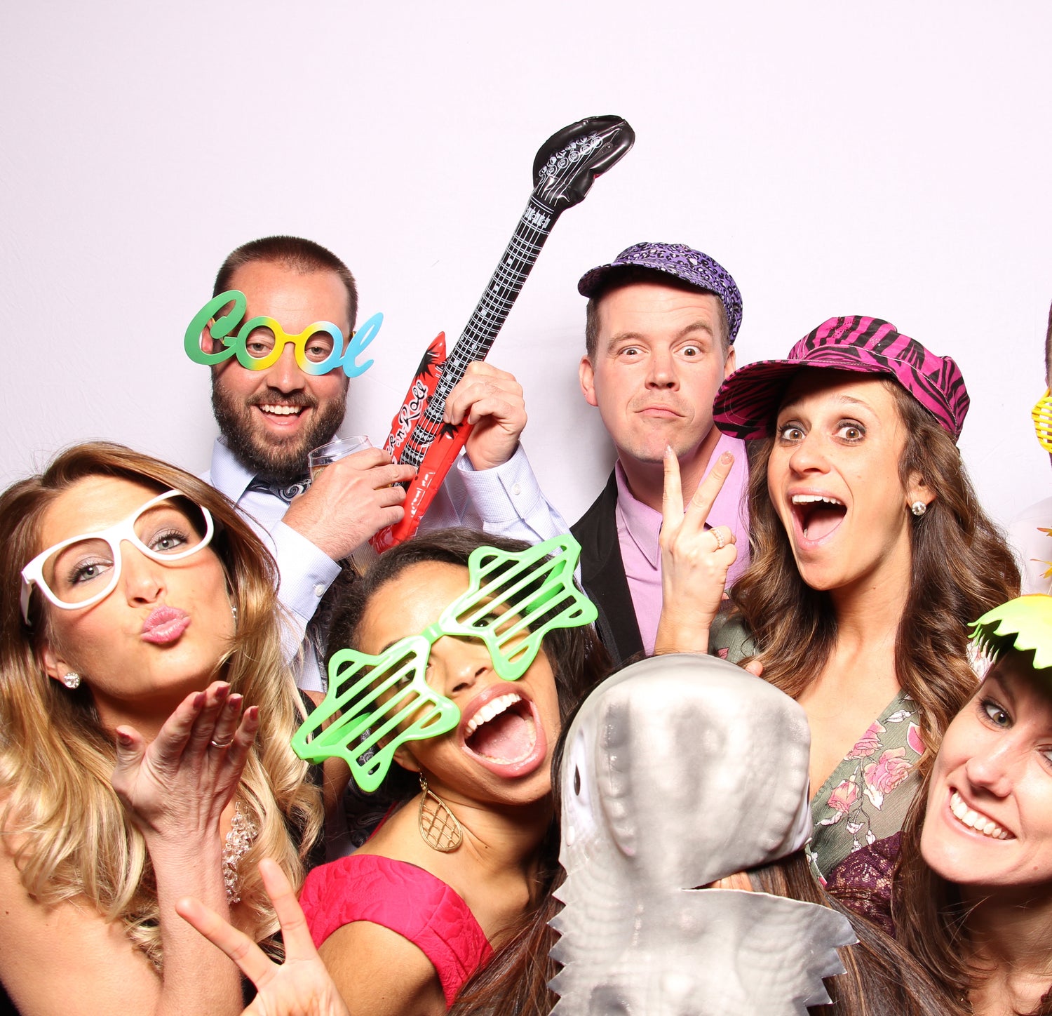 Wedding photo booth fun with party props