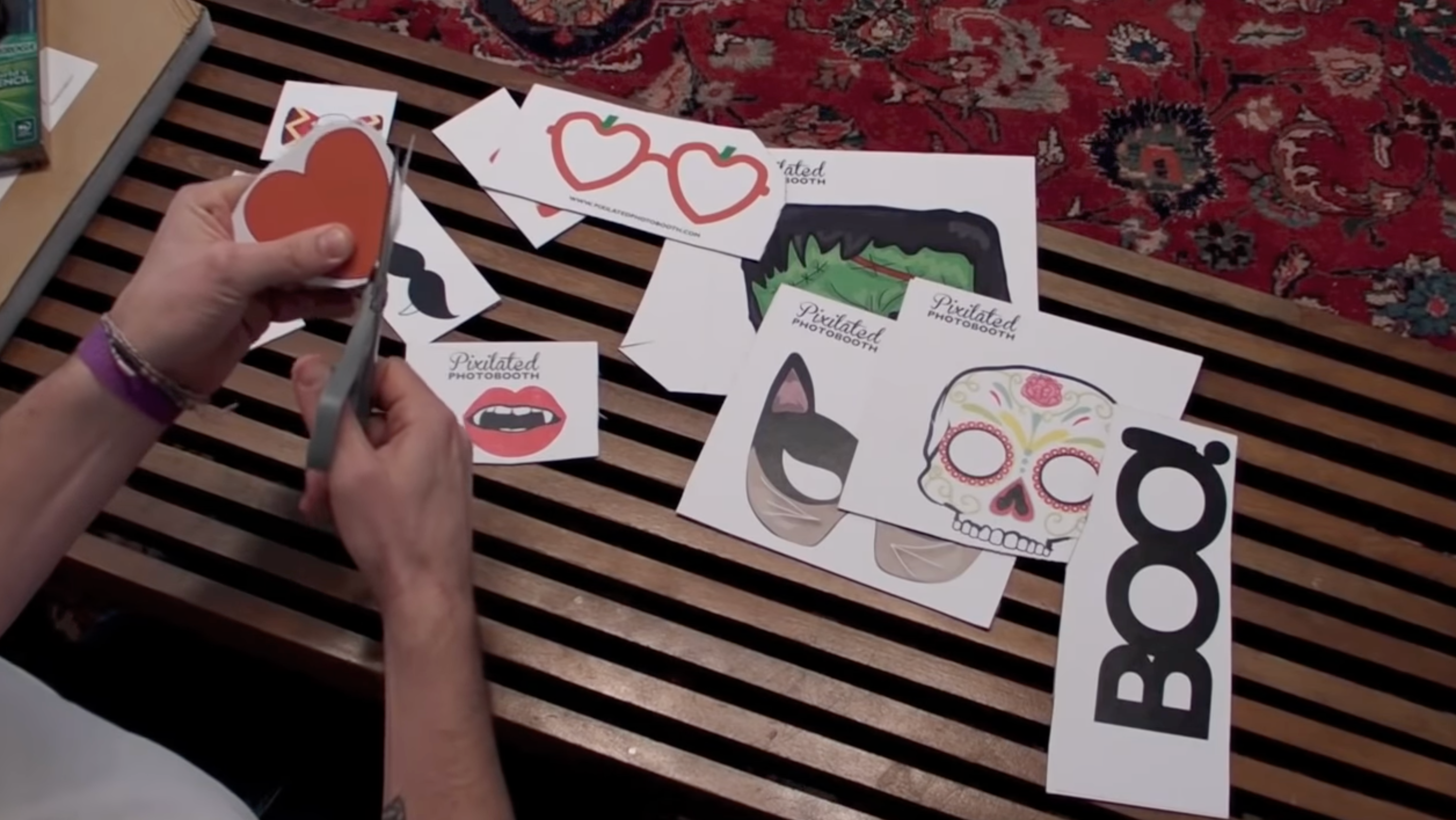 Load video: Video tutorial for how to print, cut and assemble DIY photo booth props