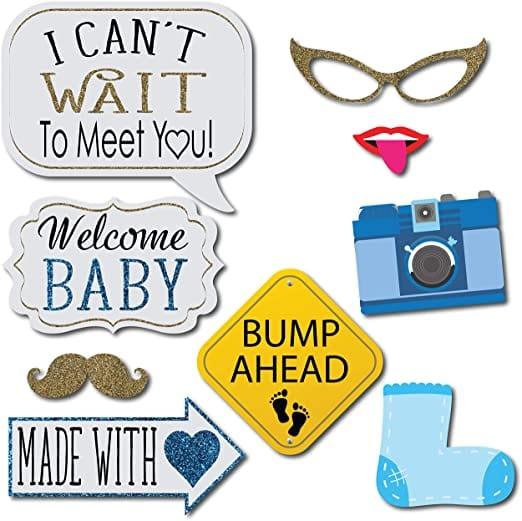 Baby Shower Boy Photo Booth Props - Pixilated