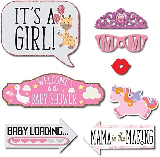 Baby Shower Girl Photo Booth Props - Pixilated