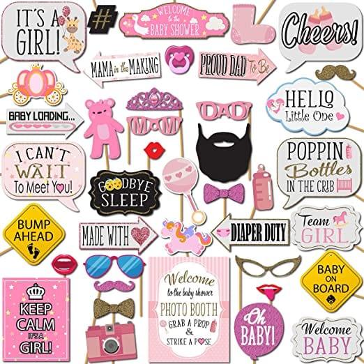 Baby Shower Girl Photo Booth Props - Pixilated