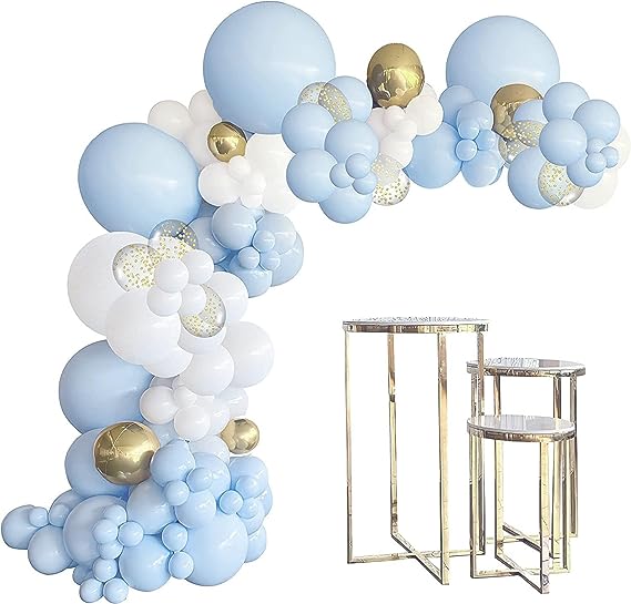Blue and White Gold Balloon Arch - Pixilated