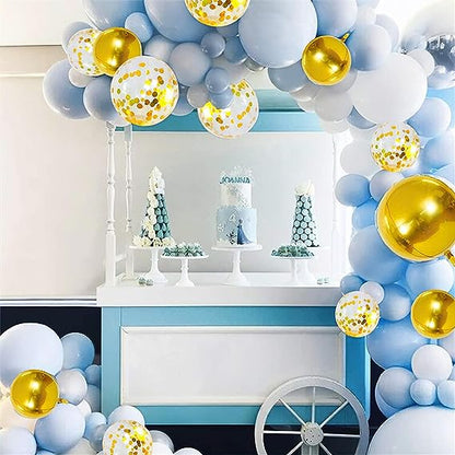 Blue and White Gold Balloon Arch - Pixilated