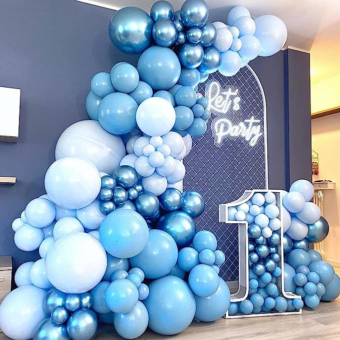 Dark Blue and Baby Blue Balloon Arch – Pixilated