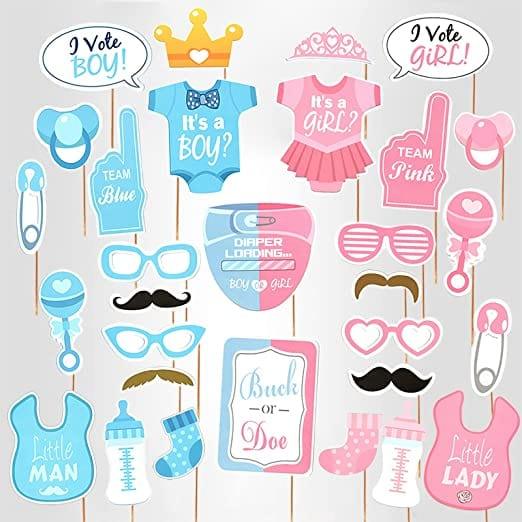 Gender Reveal Photo Booth Props - Pixilated