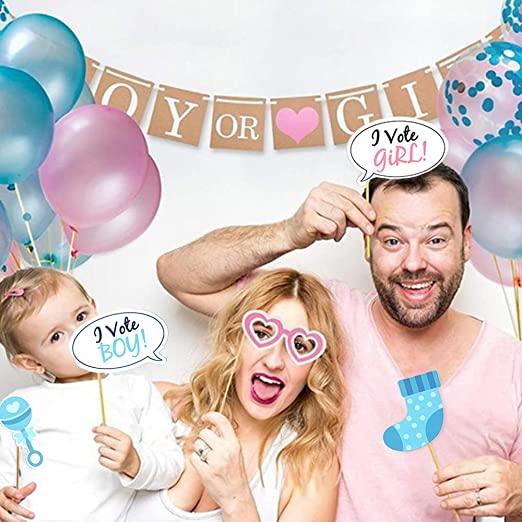 Gender Reveal Photo Booth Props - Pixilated