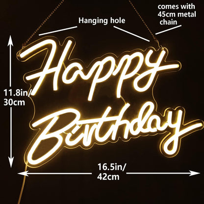 Happy Birthday Neon Light Sign - Pixilated
