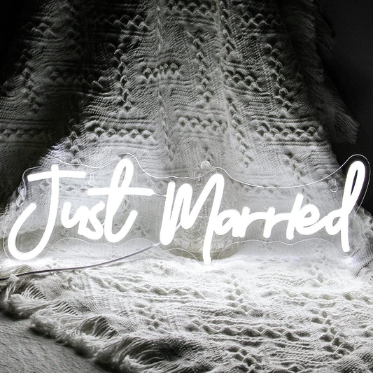 Just Married Neon Light Sign - Pixilated
