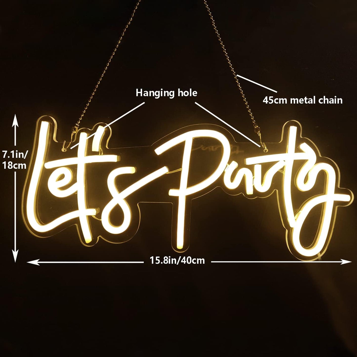 Let's Party Neon Light Sign - Pixilated