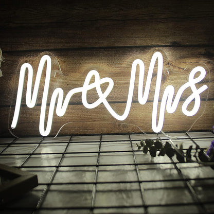 Mr & Mrs Neon Light Sign - Pixilated