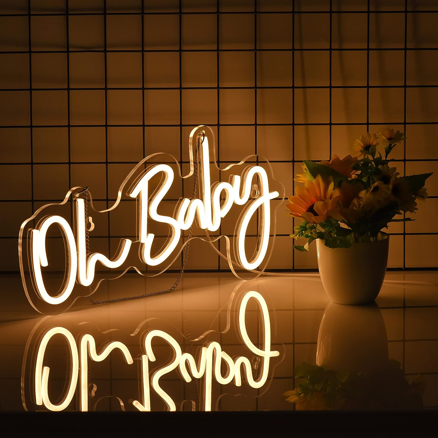 Oh Baby Neon Light Sign - Pixilated