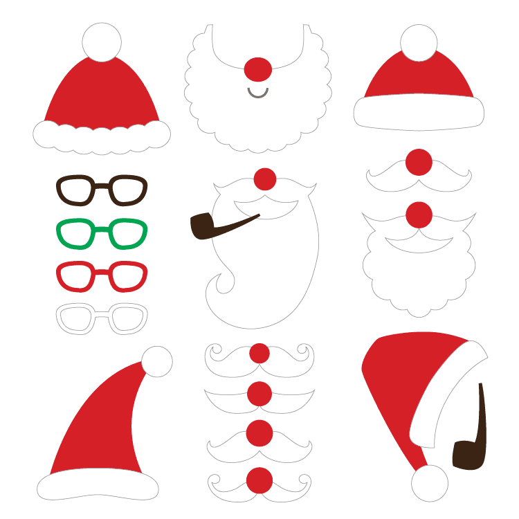 Printable Holiday Santa Props - Pixilated