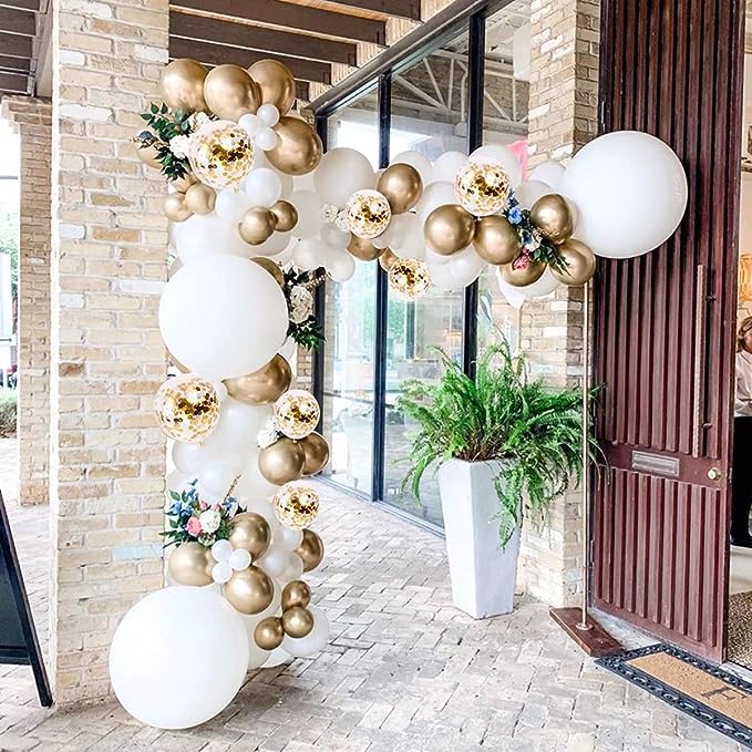 White and Gold Balloon Arch - Pixilated